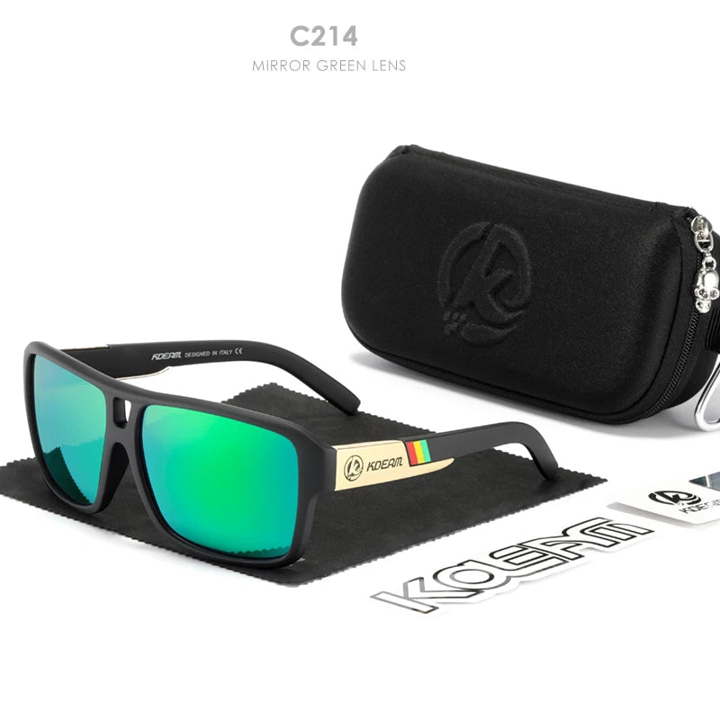 Sonnenbrille quadratisch übergroß polarisiert Blitzspiegel Hartbox Herren