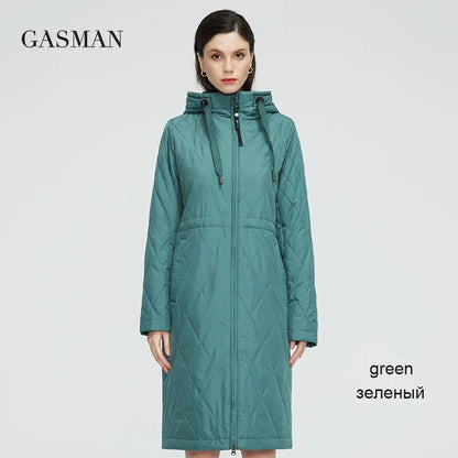 Damen-Trenchcoat mit Kapuze, winddicht und mittellang – lässige Baumwolljacke für Frauen