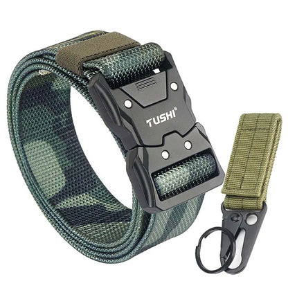 Herren-Taktischer Gürtel aus 1200D Nylon mit Schnellverschluss und robuster Metall-Schnalle, Breite 3,8 cm