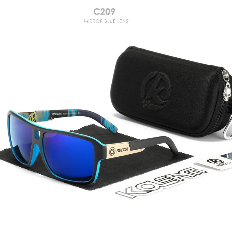 Sonnenbrille quadratisch übergroß polarisiert Blitzspiegel Hartbox Herren
