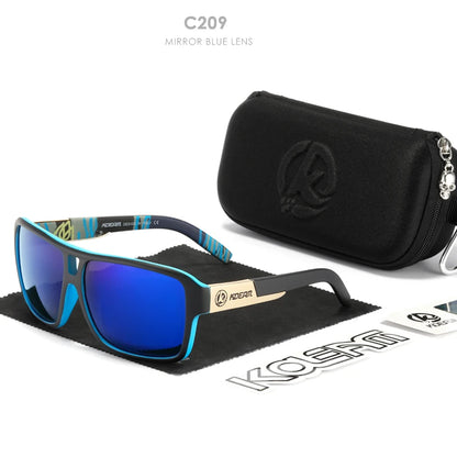 Sonnenbrille quadratisch übergroß polarisiert Blitzspiegel Hartbox Herren