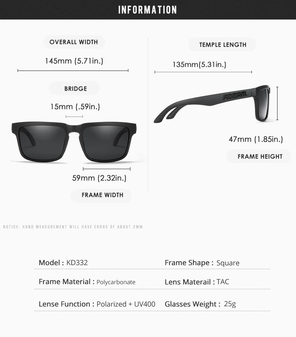 Sonnenbrille quadratisch polarisiert 37 Farben UV400 lässig Outdoor Unisex