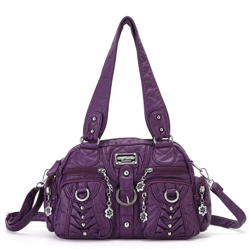 Damen-Satchel-Handtasche aus PU-Leder mit Reißverschluss und viel Stauraum für Alltag und Freizeit