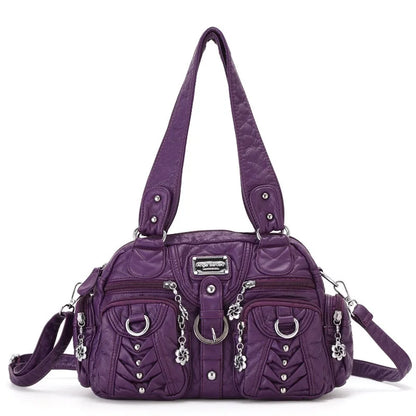 Damen-Satchel-Handtasche aus PU-Leder mit Reißverschluss und viel Stauraum für Alltag und Freizeit