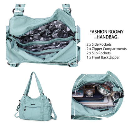 Damen-Schultertasche Aus PU-Leder Mit Reißverschluss Und Innenfächern Großes Stauraumvolumen