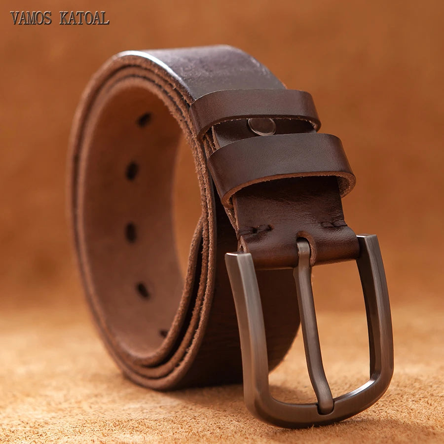 Herren Echtleder-Gürtel Vintage Cowboy-Stil 3,8 cm Rindsleder Braun Luxus Designer