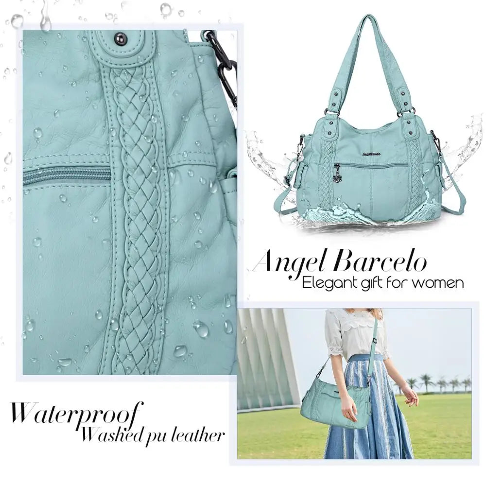 Damen-Schultertasche Aus PU-Leder Mit Reißverschluss Und Innenfächern Großes Stauraumvolumen