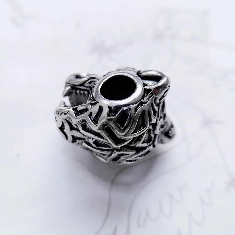Tigerkopf-Charm aus 925 Sterlingsilber mit großer Durchlassöffnung