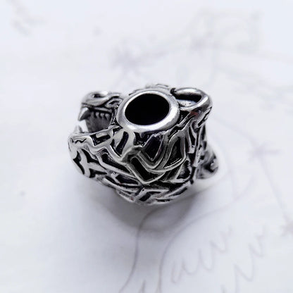 Tigerkopf-Charm aus 925 Sterlingsilber mit großer Durchlassöffnung