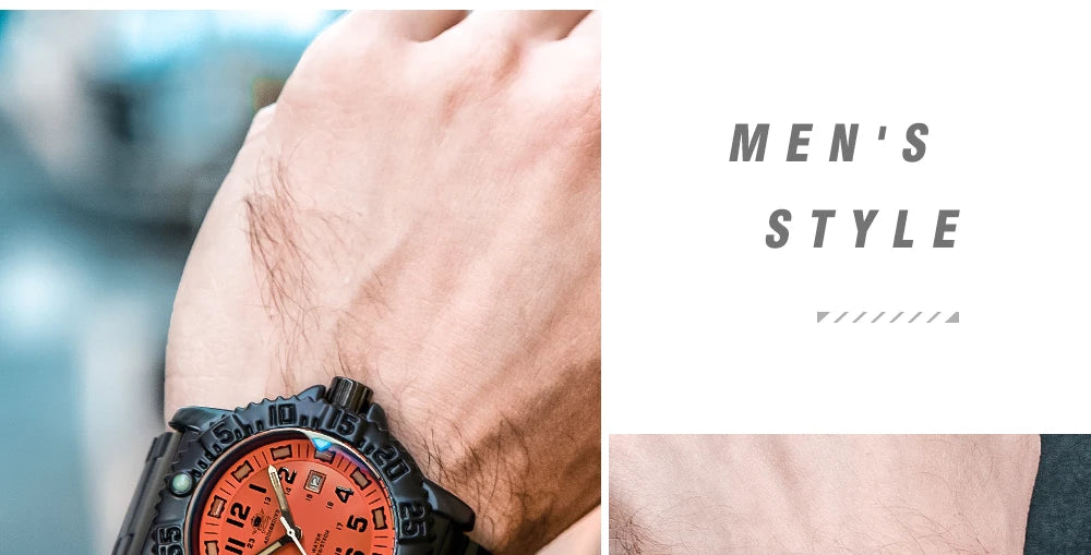 Herren-Sportquarzuhr mit Leuchtzeigern und Nylonarmband