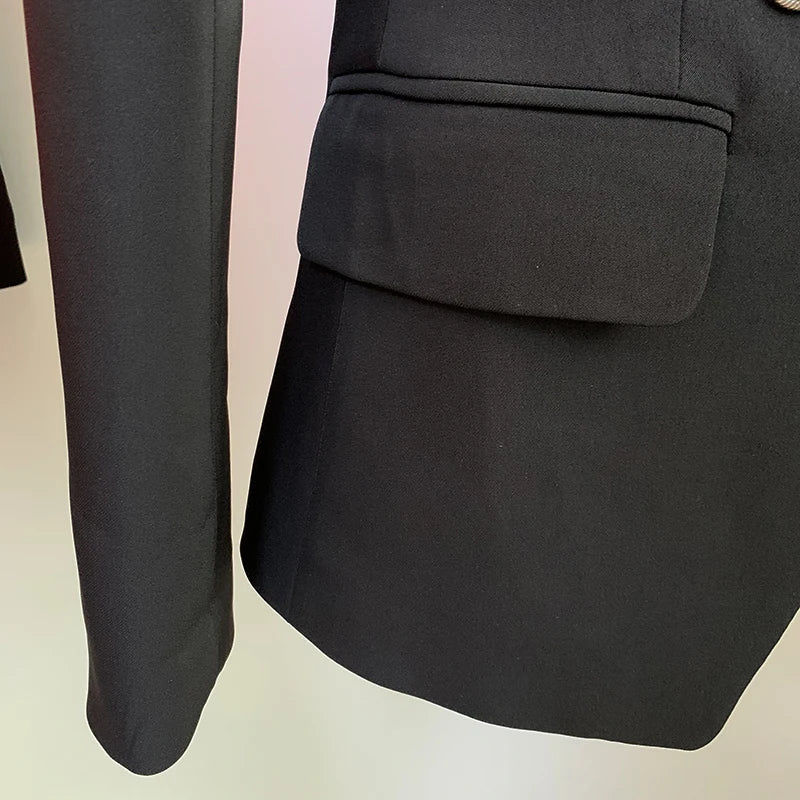 Damen-Blazer doppelreihig Schalkragen Strass Perlen Slim elegant