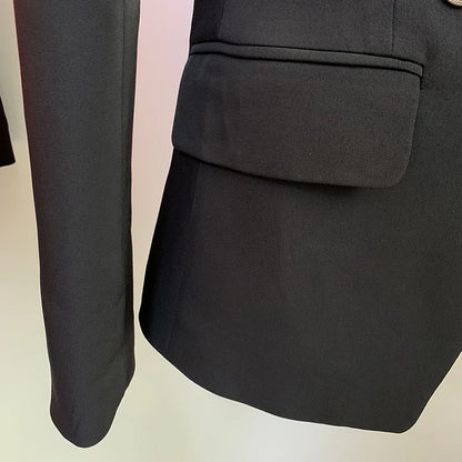 Damen-Blazer doppelreihig Schalkragen Strass Perlen Slim elegant