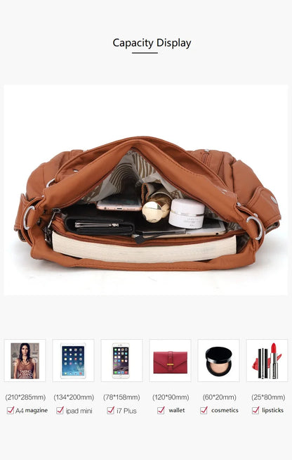 Damen-Schultertasche aus PU-Material Mit Großem Fassungsvermögen und Reißverschluss für Alltag und Freizeit