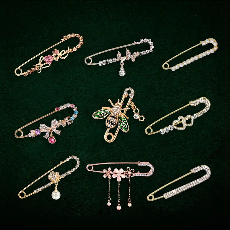 Brosche Zweig Kristall Strass Hijab Schal Blume Schmuck Damen