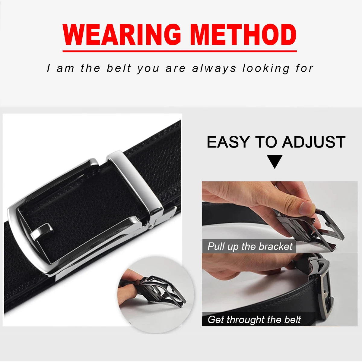 Herren Echtleder-Gürtel 3,5 cm Automatik-Schnalle Rindsleder Business Casual