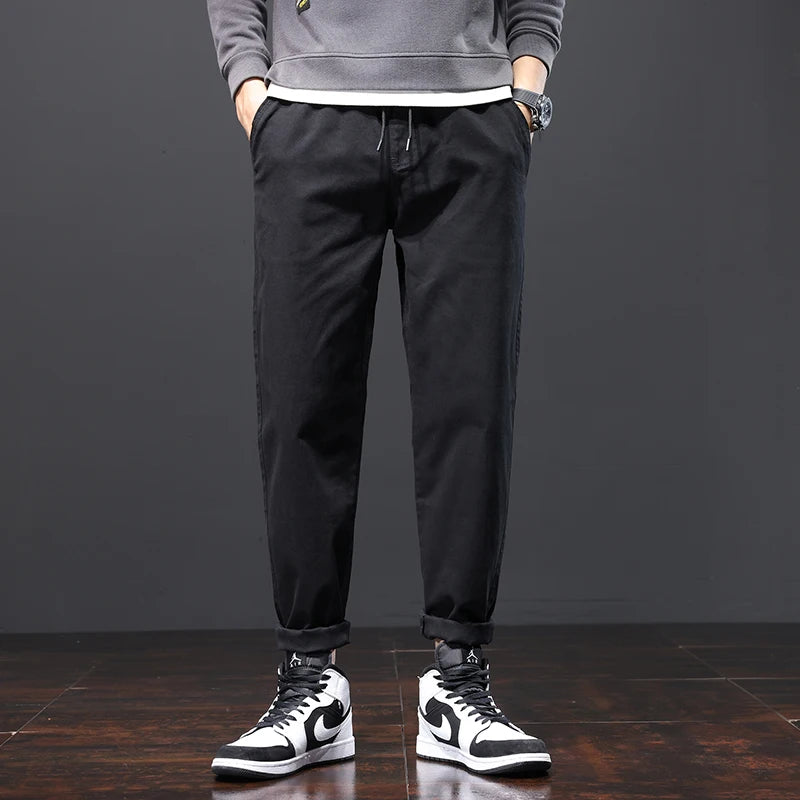 Herren Hosen aus Baumwolle im Casual-Stil mit Taschen und geradem Schnitt