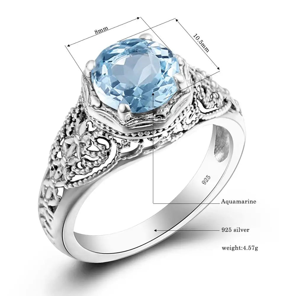 Damen-Ring aus Silber 925 mit Aquamarin Edelstein für Festliche Anlässe und Hochzeit