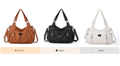 Damen-Schultertasche aus PU-Material Mit Großem Fassungsvermögen und Reißverschluss für Alltag und Freizeit