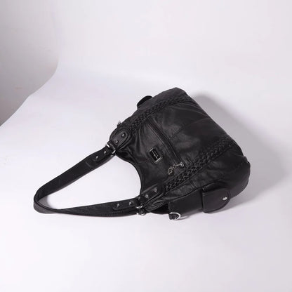 Damen-Schultertasche Silber PU-Leder mit Mehrfachfächern für Alltag und Freizeit