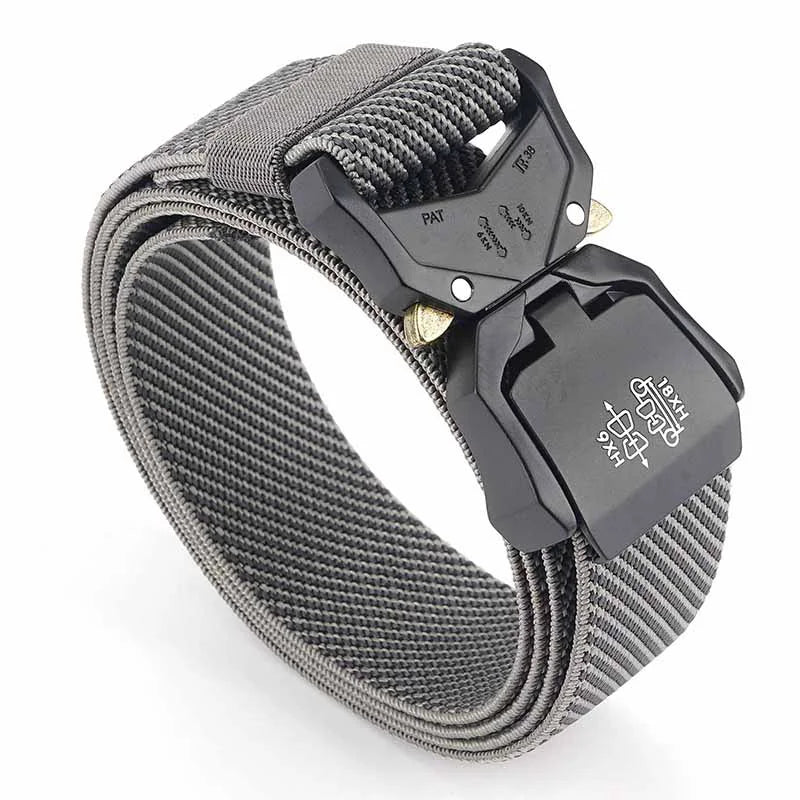 Herren-Gürtel mit 3,8 cm Breite aus Elastischem Material mit Schnellverschluss aus Aluminium für Militärlook