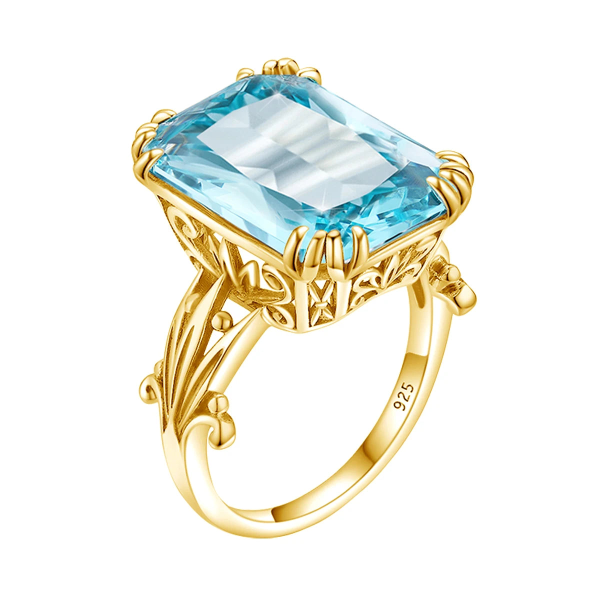 Damen-Ring aus 925er Silber mit großem rechteckigem Citrinstein für eleganten Alltagslook