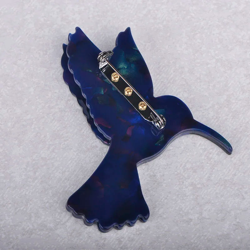 Brosche Schwalbe Acryl Blau Vogel Naturtextur Kreativ Damen