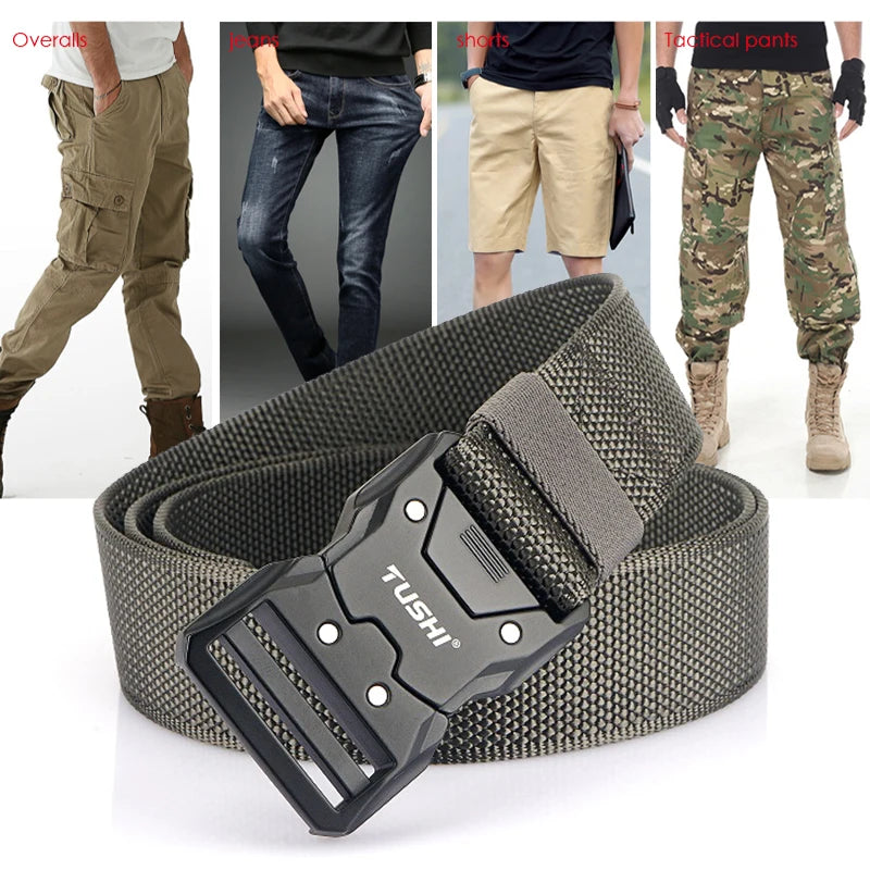 Herren-Taktischer Gürtel aus 1200D Nylon mit Schnellverschluss und robuster Metall-Schnalle, Breite 3,8 cm