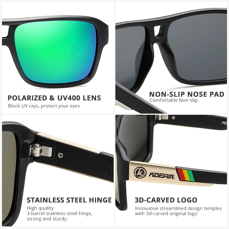 Sonnenbrille quadratisch übergroß polarisiert Blitzspiegel Hartbox Herren