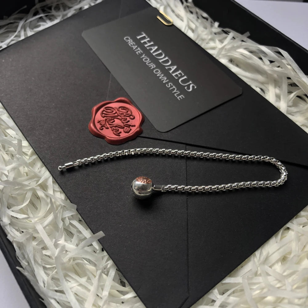 Damen-Armband Roségold Gliederkette Karma DIY trendig aus Sterlingsilber