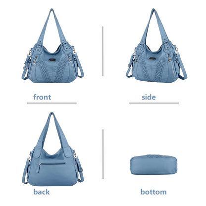 Damen-Schultertasche aus PU mit Mehrfachfächern, Reißverschluss und geräumigem Innenraum