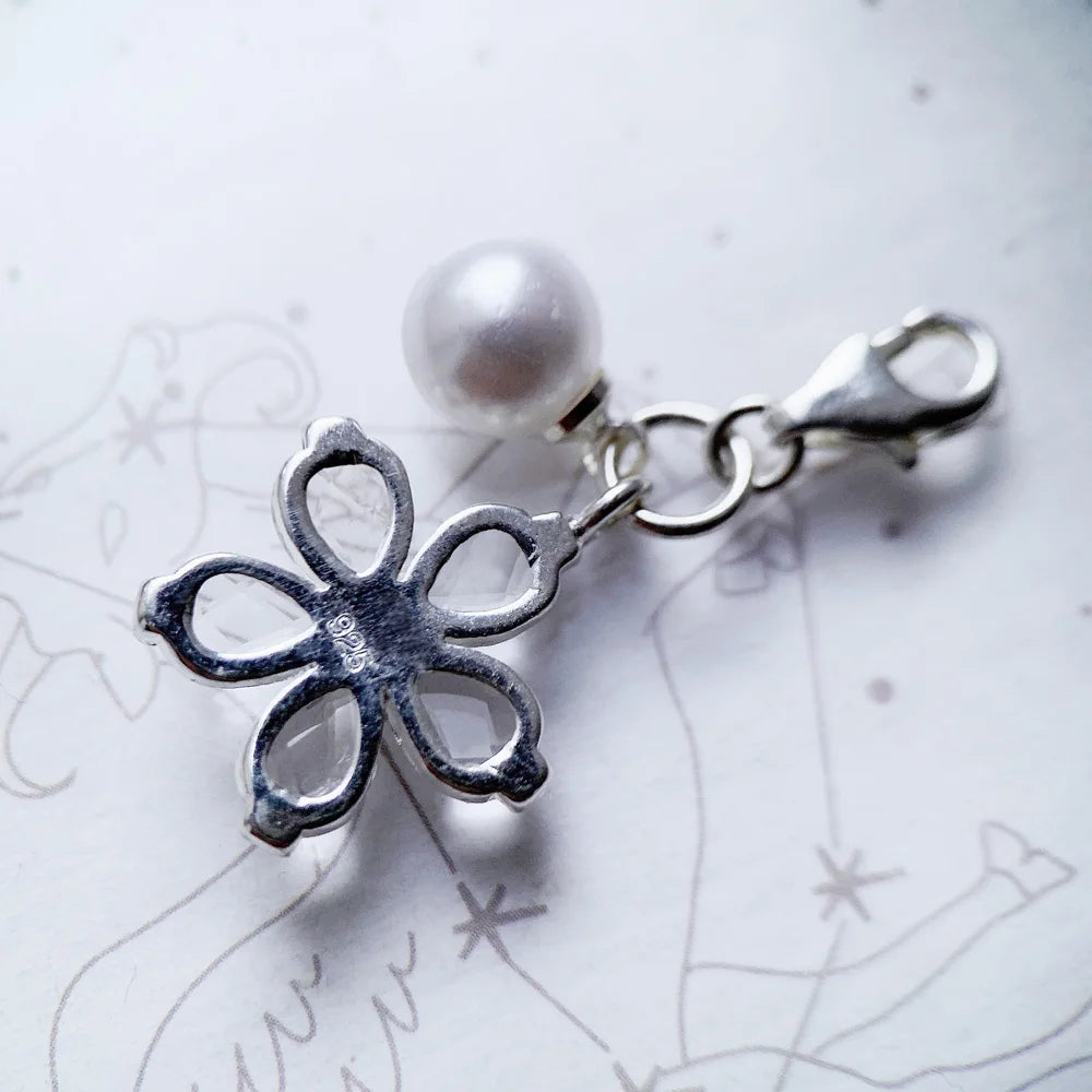 Damen-Charm Blume und Perle Frühling aus Sterlingsilber