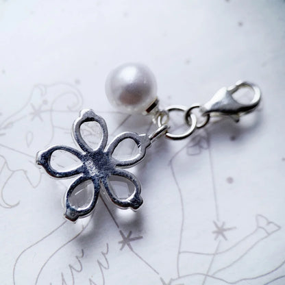 Damen-Charm Blume und Perle Frühling aus Sterlingsilber