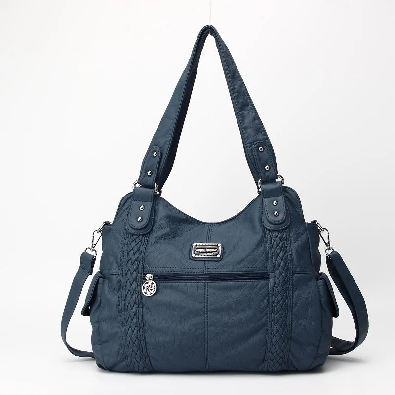 Damen-Schultertasche Aus PU-Leder Mit Reißverschluss Und Innenfächern Großes Stauraumvolumen