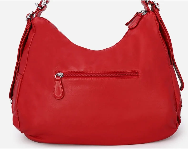 Damen-Schultertasche Aus Weichem PU-Lederimitat Mit Innenfach Und Reißverschluss Alltag Und Shopping