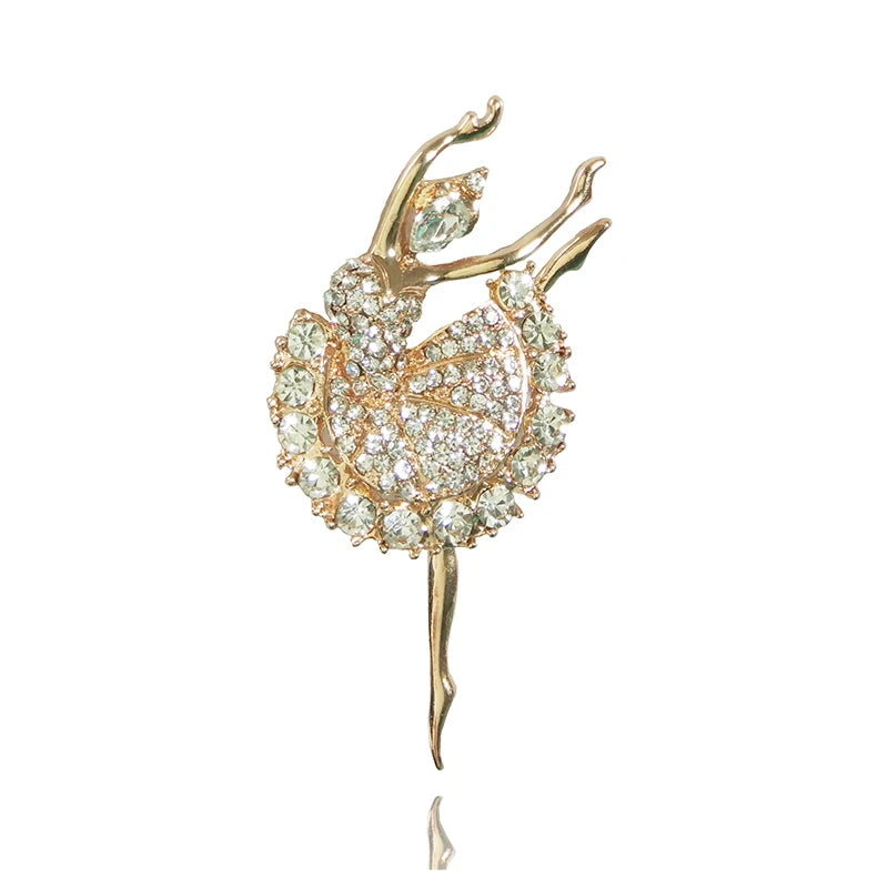 Brosche Ballett Tänzerin Strass Goldfarbig Hijab Pins Anmutig Damen