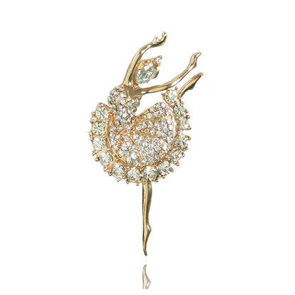 Brosche Ballett Tänzerin Strass Goldfarbig Hijab Pins Anmutig Damen
