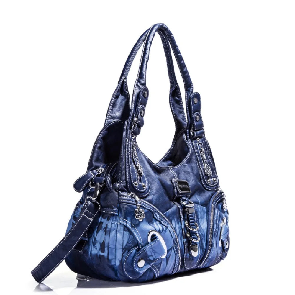 Damen-Schultertasche Großes Fassungsvermögen Mit Tie-Dye Muster Und Griff Im Vintage-Stil Für Alltag Und Freizeit