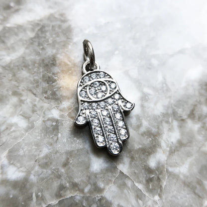 Damen-Charm-Anhänger Hand Fatima Schutz aus Sterlingsilber