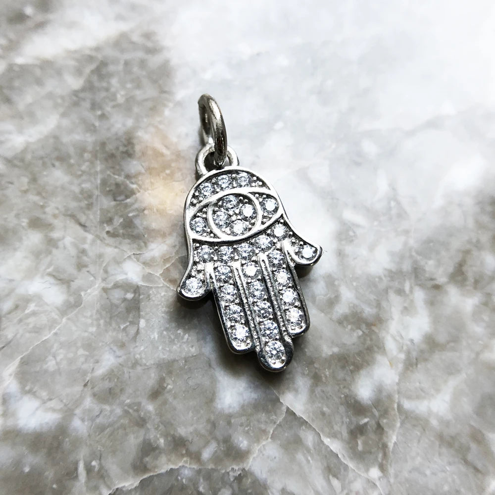 Damen-Charm-Anhänger Hand der Fatima Schutz II aus Sterlingsilber