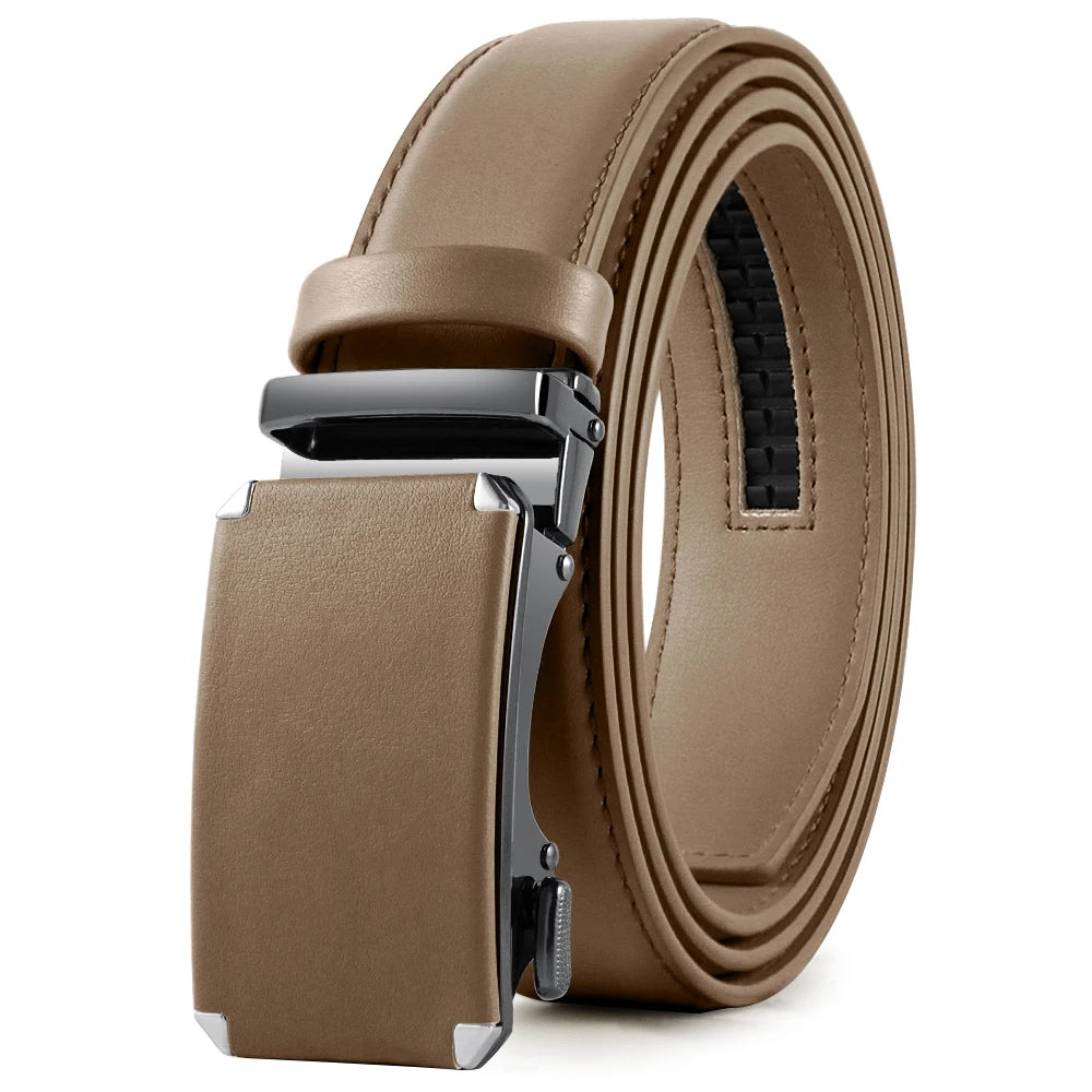 Herren Echtleder-Gürtel 3,4 cm Automatik-Schnalle Business Leisure Rindsleder