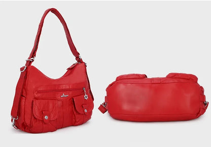 Damen-Schultertasche Aus Soft-PU Großes Fassungsvermögen Vielseitig Einsetzbar Mit Reißverschluss Und Innenfach