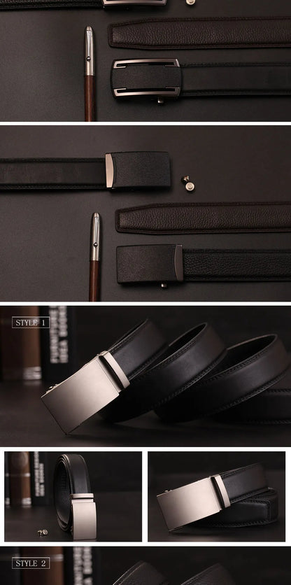 Herren Echtleder-Gürtel Business Casual 3,5 cm Automatik-Schnalle Rindsleder Hochwertig