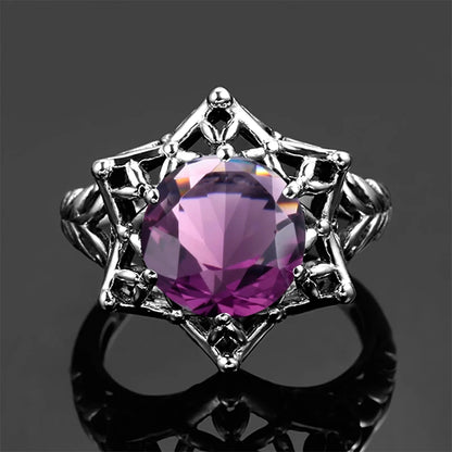 Damen-Ring Aus Sterlingsilber 925 Mit Amethyst Stein Und Davidstern Symbol Handgefertigter Schmuck Für Frauen
