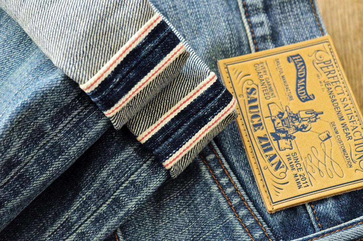 Herren Jeans im Used-Look mit Schnurrbart-Effekt aus Selvedge-Denim