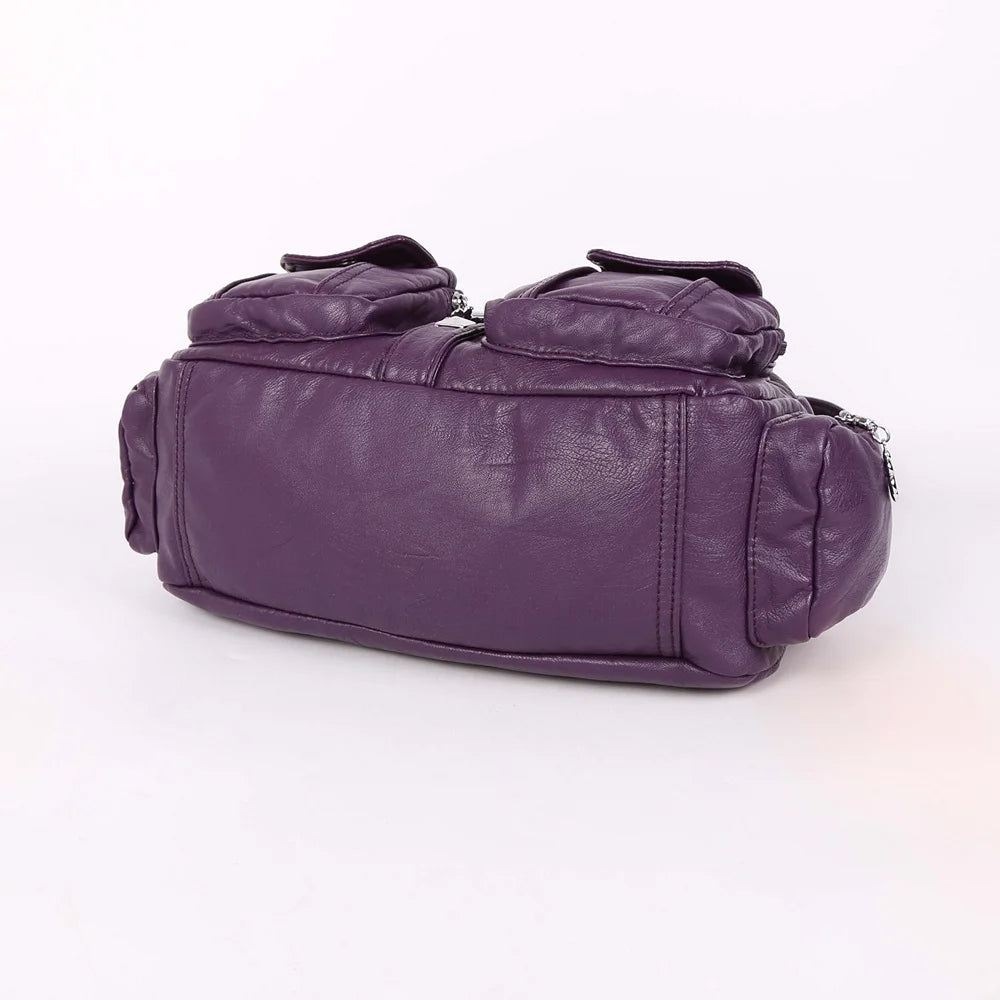 Damen-Schultertasche aus PU-Leder in kompakter Bauweise mit Angenehmer Haptik und Mehrfachfächern