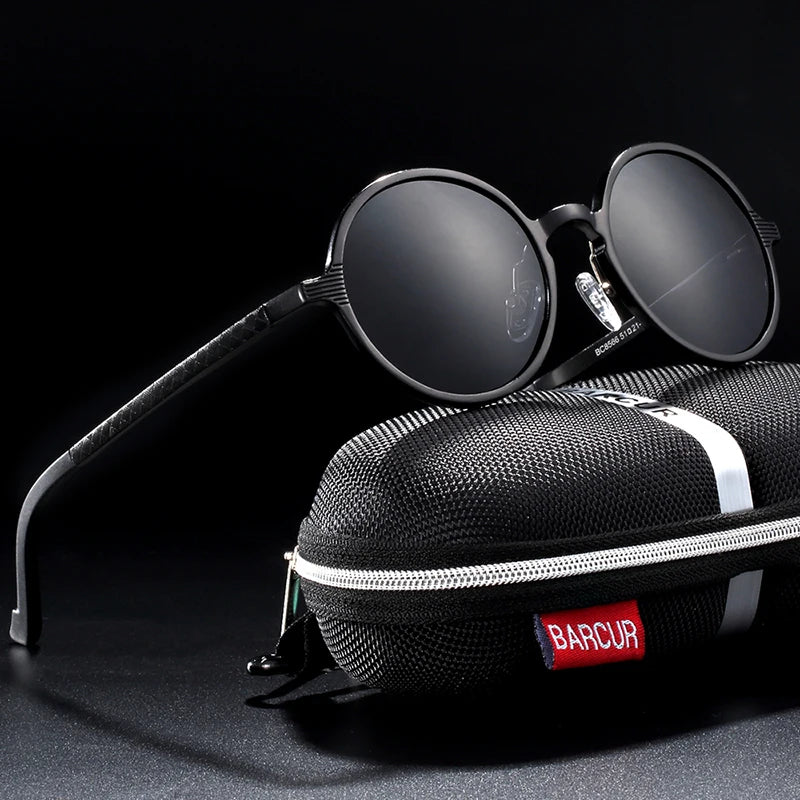 Sonnenbrille rund Al-Mg Polaroid UV400 Retro Vintage Herren Damen
