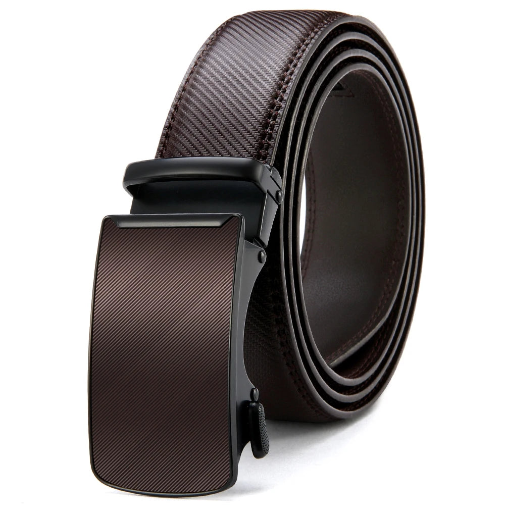 Herren Echtleder-Gürtel Luxus 3,5 cm Automatik-Schnalle Rindsleder Verstellbar
