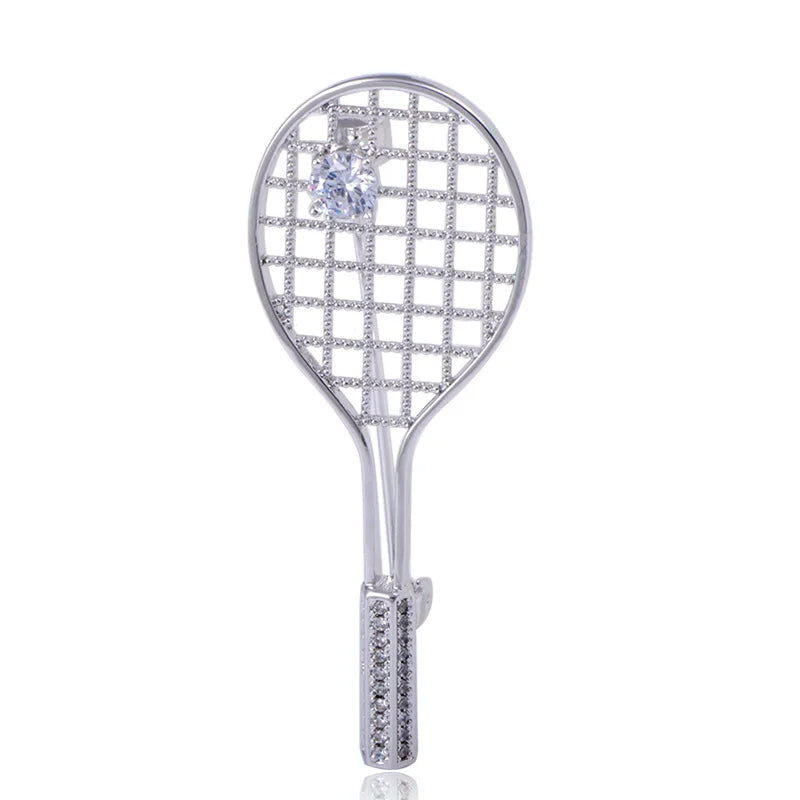 Brosche Badminton Schläger Kupfer Zirkon Sport Mode Damen
