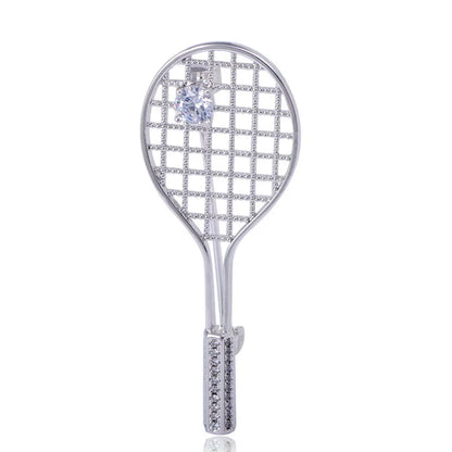 Brosche Badminton Schläger Kupfer Zirkon Sport Mode Damen
