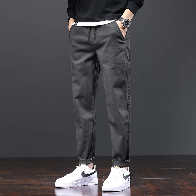 Herren Hosen aus Baumwolle im Casual-Stil mit Taschen und geradem Schnitt